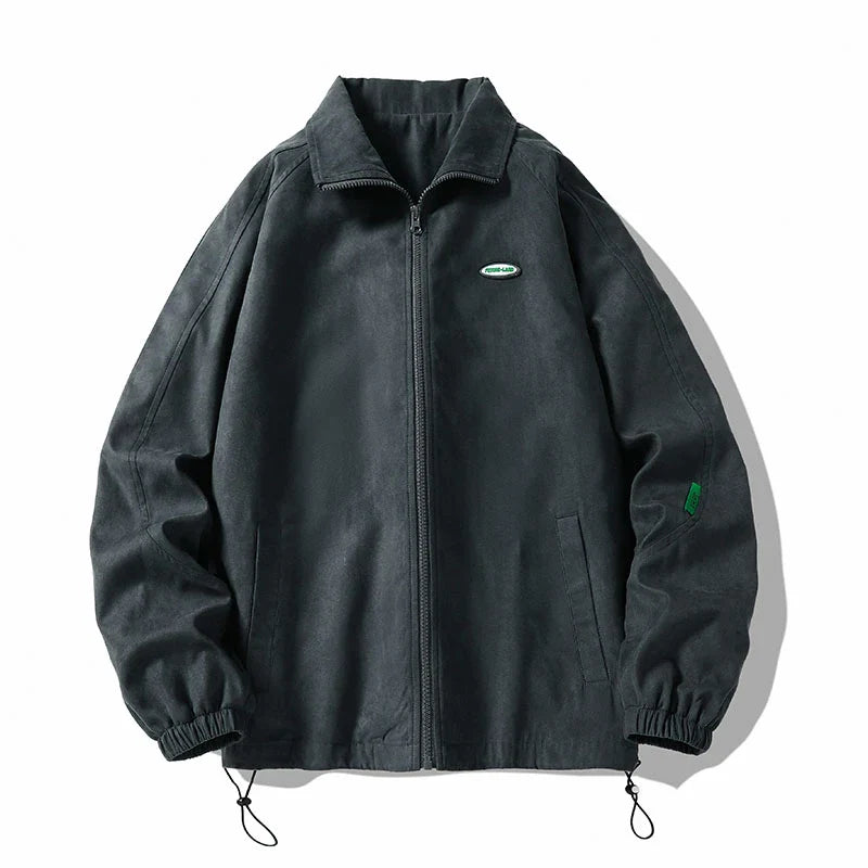 Unisex Oversized Bomber Jacket | Men Vintage Baggy Zip Up Jacket Dark Grey