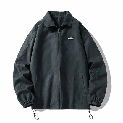 Unisex Oversized Bomber Jacket | Men Vintage Baggy Zip Up Jacket Dark Grey