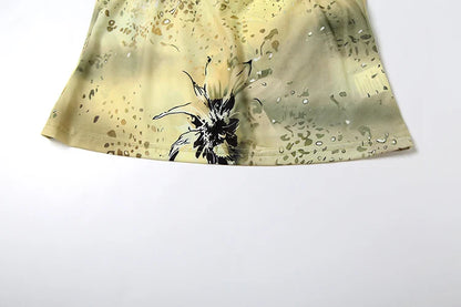 Women Ruffle Floral Set | Y2K | Camisole Top | Tiered Skirt | Vacation | See Through