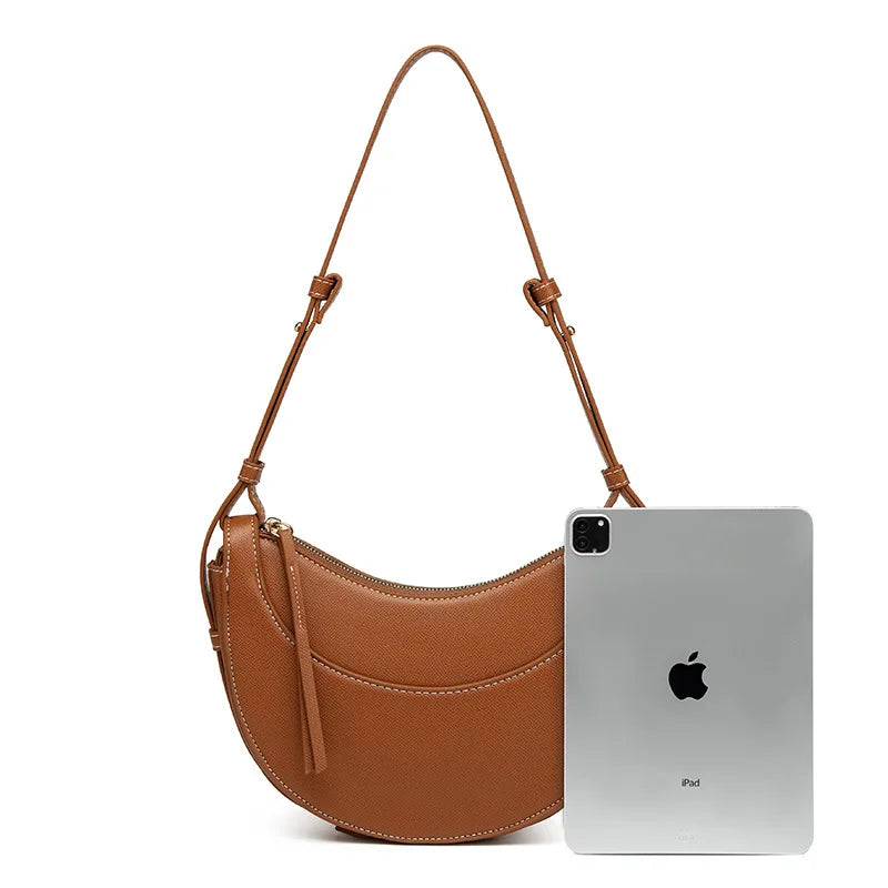 Women French Crescent Saddle Armpit Bag | Luxury Texture | Half Moon Crossbody Bag | Shoulder Bag