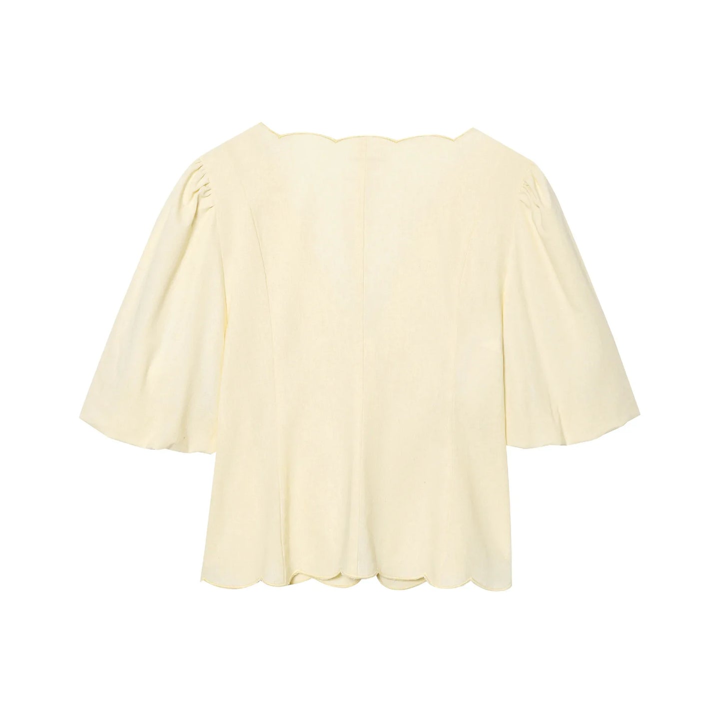Women Butter Yellow Top and Pants Set | Puff Sleeve Blouse | Wide Leg Pants | Summer Vacation Set