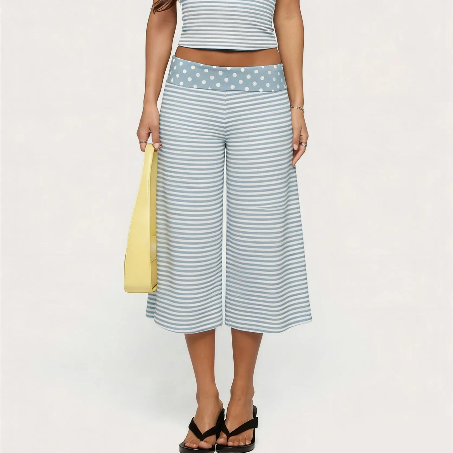 Women Gaucho Pants | Low Rise | Cropped | Wide Leg Capri Pants | Summer