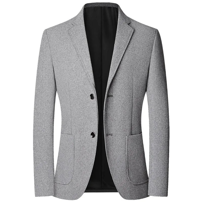 Men Slim Fit Blazer Suit | Wool Business Casual Suit | Men Casual Coat Grey