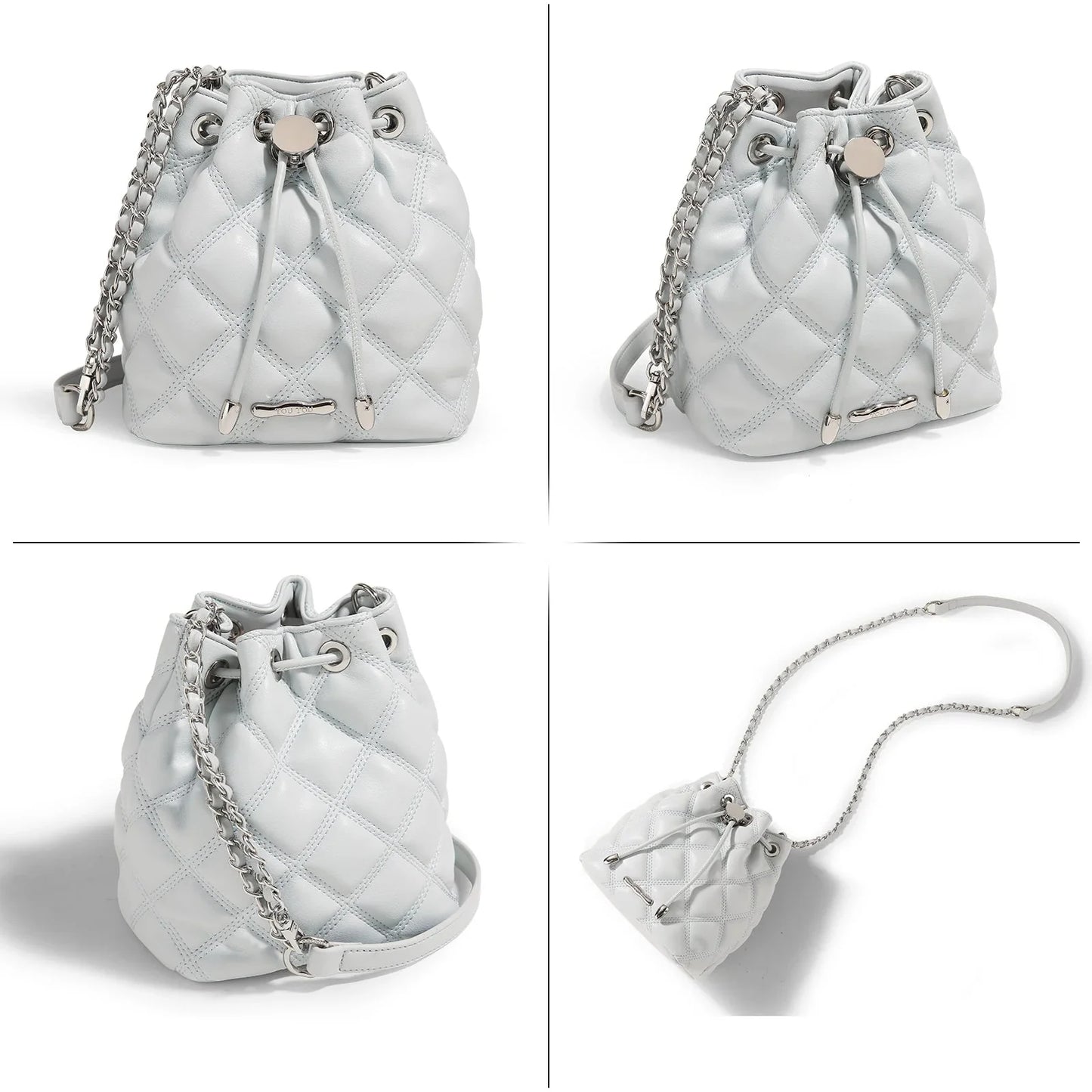 Women Classic Leather Bucket Bag | Lingge Chain Bag