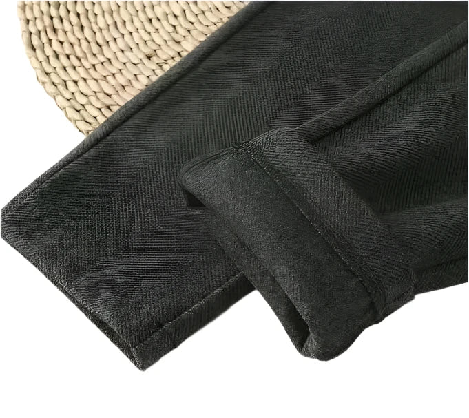 Women High Waisted Woolen Pants | Casual Wool Blend Trousers | Office Pencil Pantalones Black