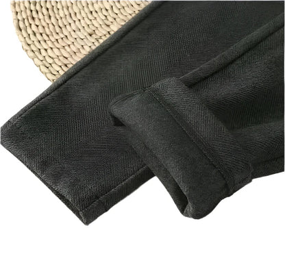 Women High Waisted Woolen Pants | Casual Wool Blend Trousers | Office Pencil Pantalones Black
