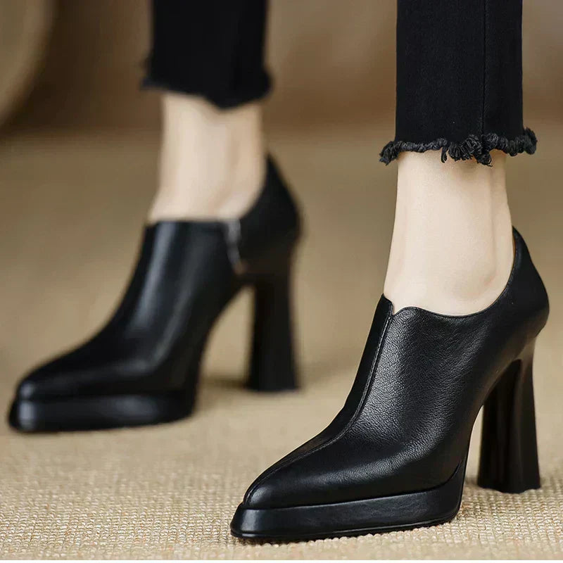 Giselle | Women's High Heel Pumps Platform Block Heel Side Zipper