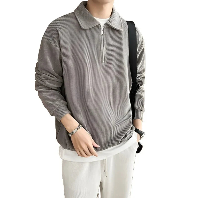 Men Quarter Zip Pullover | Men Solid Sweatshirt Gray
