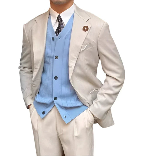 Men Elegant Button Down Cardigan | British Style Long Sleeve Knitted Sweater