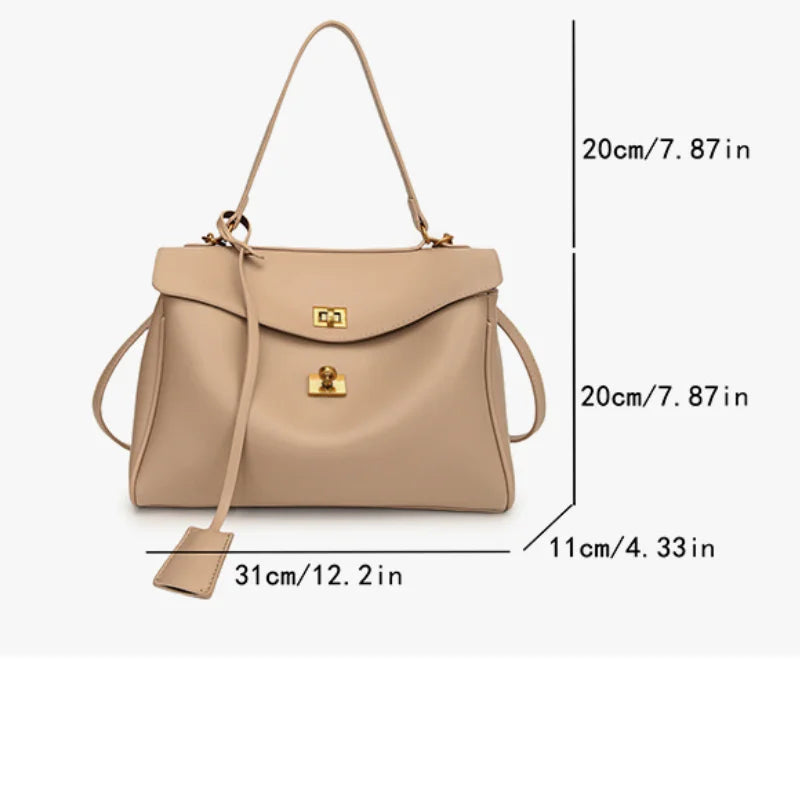 Women French Handbag | Luxury Shoulder Bag | Large Capacity Metal Buckle Tote Bag