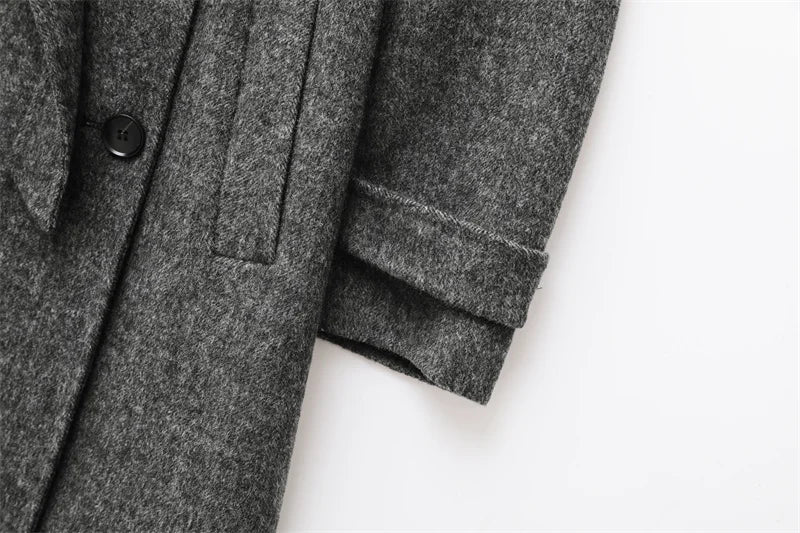 Women Wool Coat With Belt | Double Breasted | Woolen Coat | Trench Coat