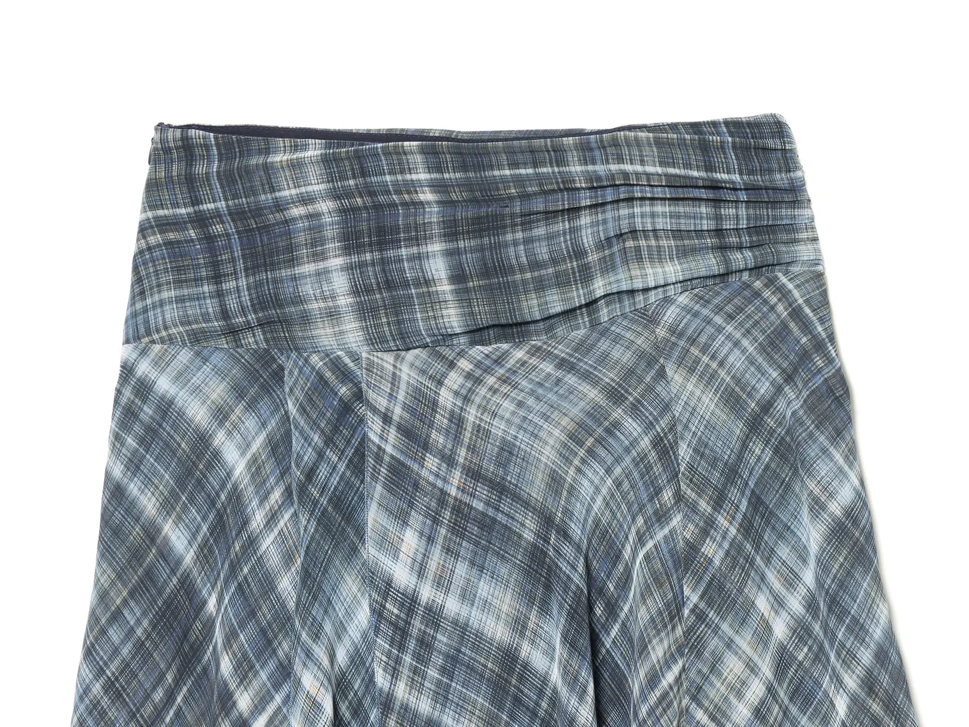 Women Blue Plaid Pleated Skirt | Asymmetrical Hem | High Waist | Long Skirt | Y2k