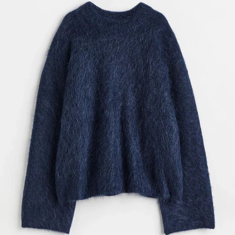 Women Casual Fuzzy Sweater | Pullover | Loose Knitted Sweater | Vintage Streetwear | Long Sleeve | Warm