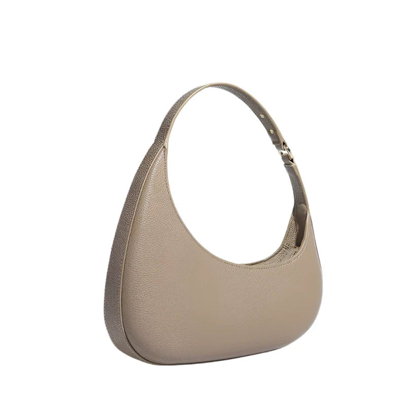 Women Vintage Half Moon Bag | Lychee Texture Rivet Underarm Bag grey