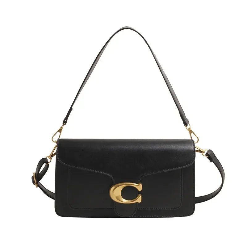 Women Leather Shoulder Bag | Underarm Bag | Crossbody Bag | Square Bag black