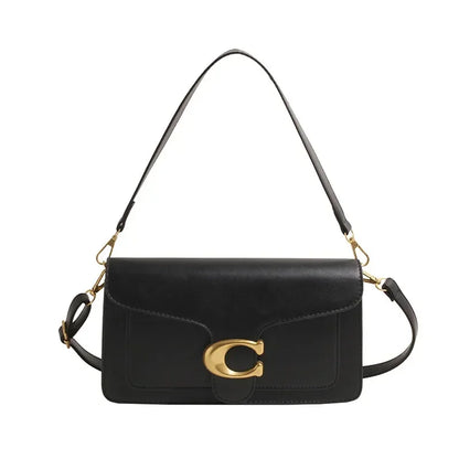 Women Leather Shoulder Bag | Underarm Bag | Crossbody Bag | Square Bag black