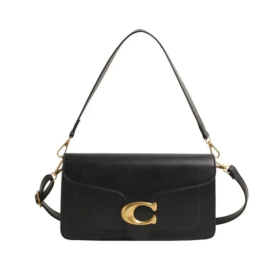 Women Leather Shoulder Bag | Underarm Bag | Crossbody Bag | Square Bag black