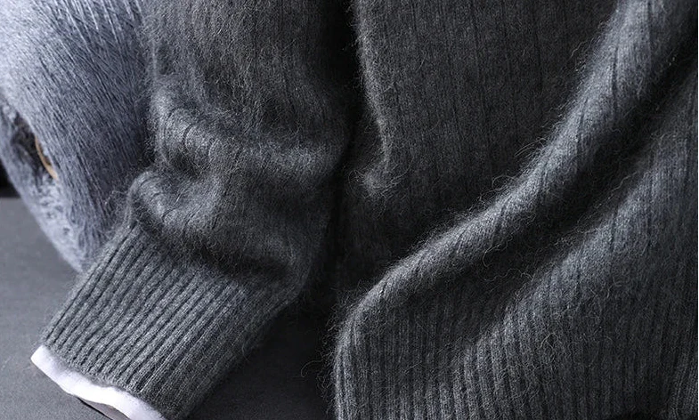 Men Mink Cashmere Zipper Cardigan | Knit Sweater | Loose