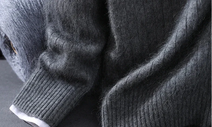 Men Mink Cashmere Zipper Cardigan | Knit Sweater | Loose
