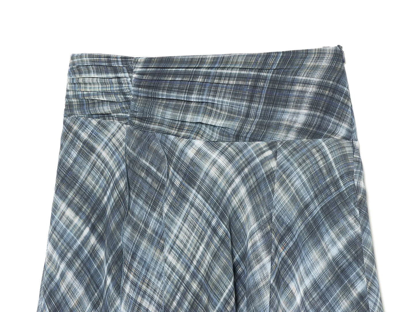 Women Blue Plaid Pleated Skirt | Asymmetrical Hem | High Waist | Long Skirt | Y2k