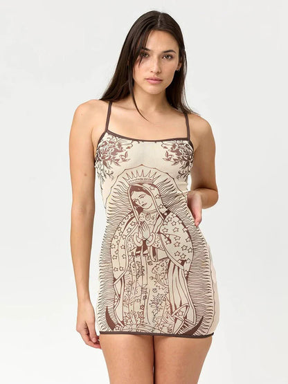 Women Marry Mesh Dress | Low-Neck | See Through | Bodycon