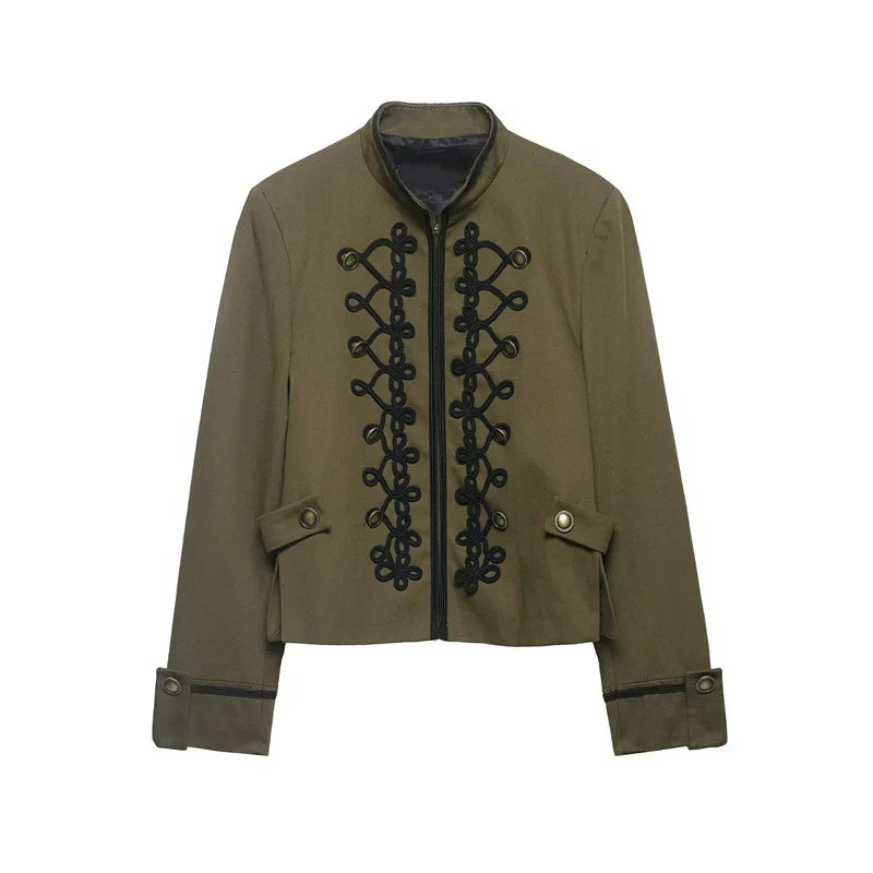 Women Rope Knot Button Jacket | Long Sleeves | Napoleon Jacket