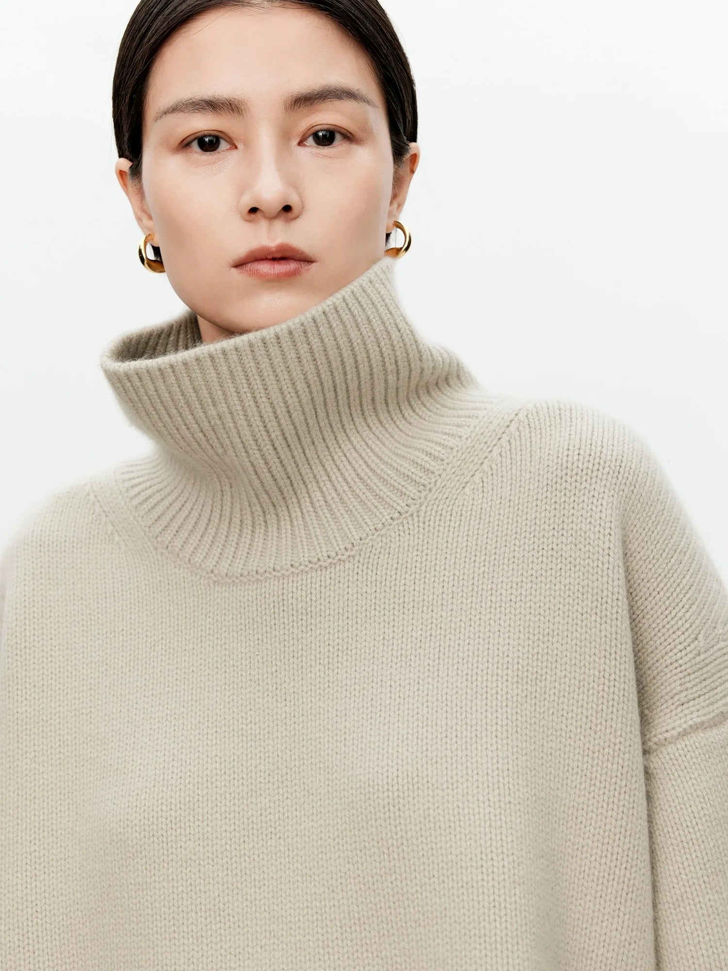 Women Soft Cashmere Sweater | Loose and Thick Turtleneck Pullover Knit