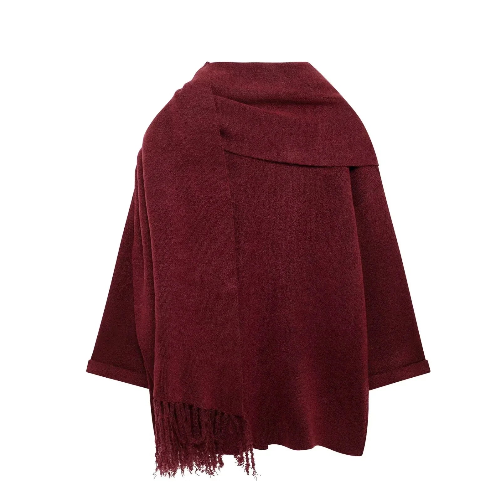 Women Winter Loose Knitted Coat with Scarf | Straight Cut | Long Sleeves | Warm Cardigan