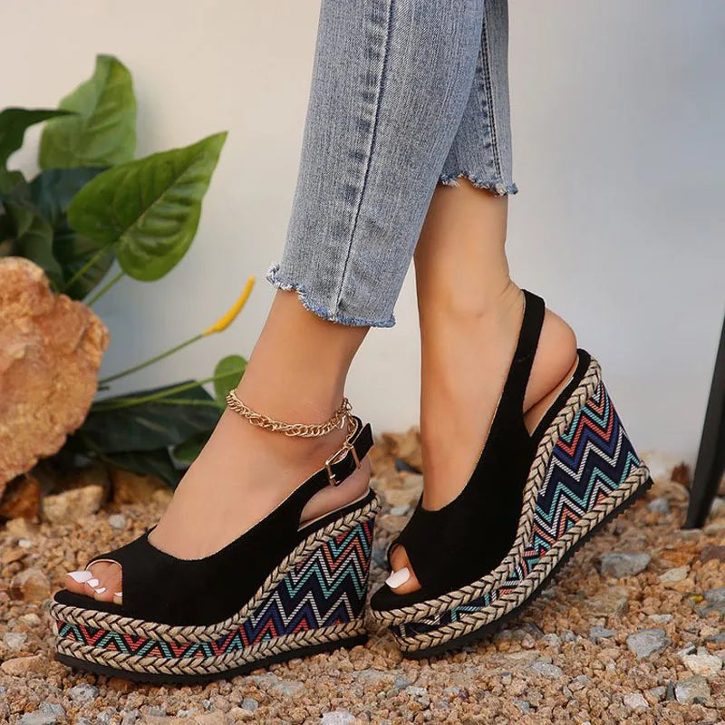 Birdie | Women's Boho Cushioned Wedge Sandals Wide Fit