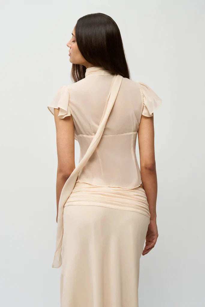 Women Summer Set | Chiffon Top | Chiffon Skirt | Midi Skirt | Short Top | Waist Cinching