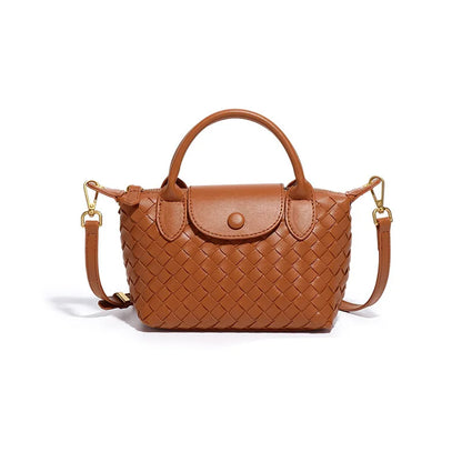 Women Woven Shoulder Bag | Small Dumpling Bag | Bucket Bag | Crossbody Bag | Lunch Box Bag Light Brown