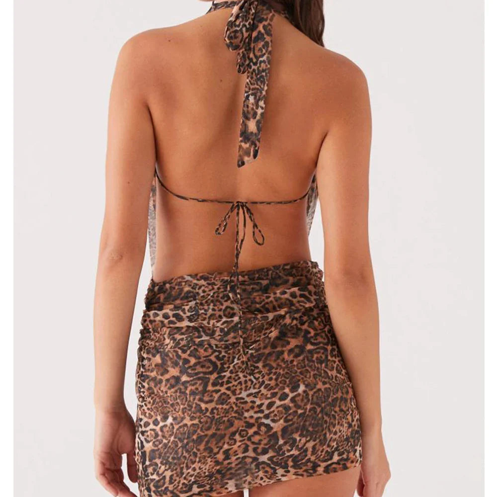 Women Summer Halter Neck Dress | Backless | Mesh Dress | Party Mini Dress