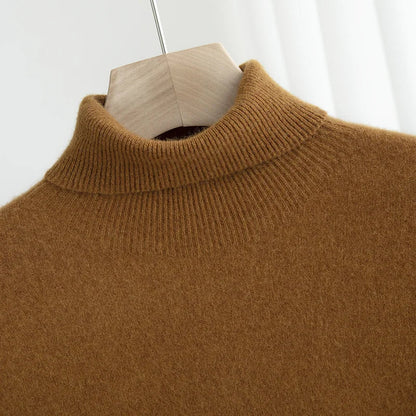 Men Merino Wool Turtleneck Knitted Pullover | Merino Wool Sweater | Cashmere Warm Knit Top