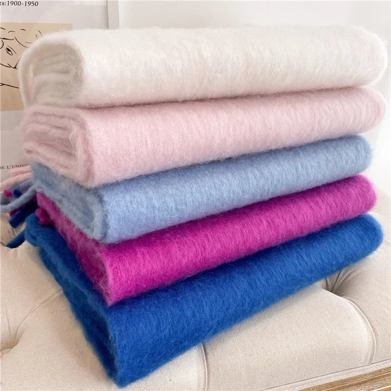 Women Warm Winter Cashmere Scarf | Thick Soft Tassel Shawl | Long Poncho | Echarpe | Pashmina
