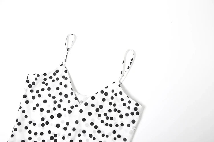 Women Polka Dot Print Maxi Dress | Spaghetti Strap | V-Neck
