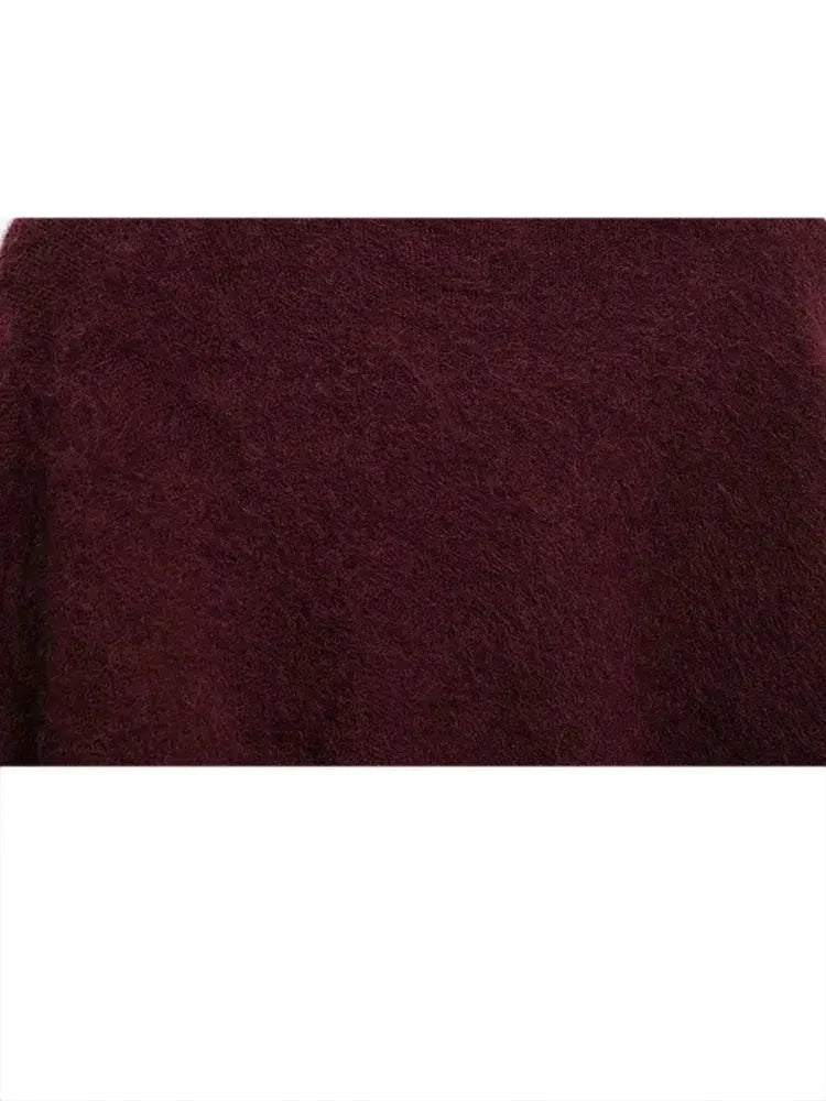 Women Burgundy Loose Pullover | Oversized Sweater