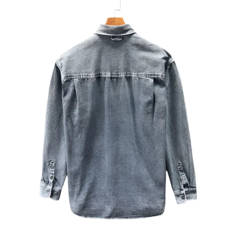Men Retro Washed Casual Denim Shirt | Button Down