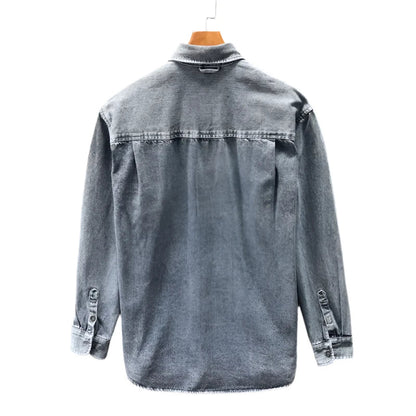 Men Retro Washed Casual Denim Shirt | Button Down