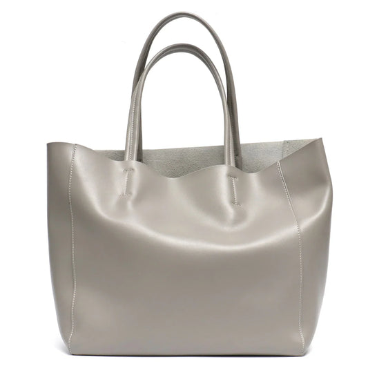Women Genuine Leather Tote Bag | Large Capacity | Office Purse GREY