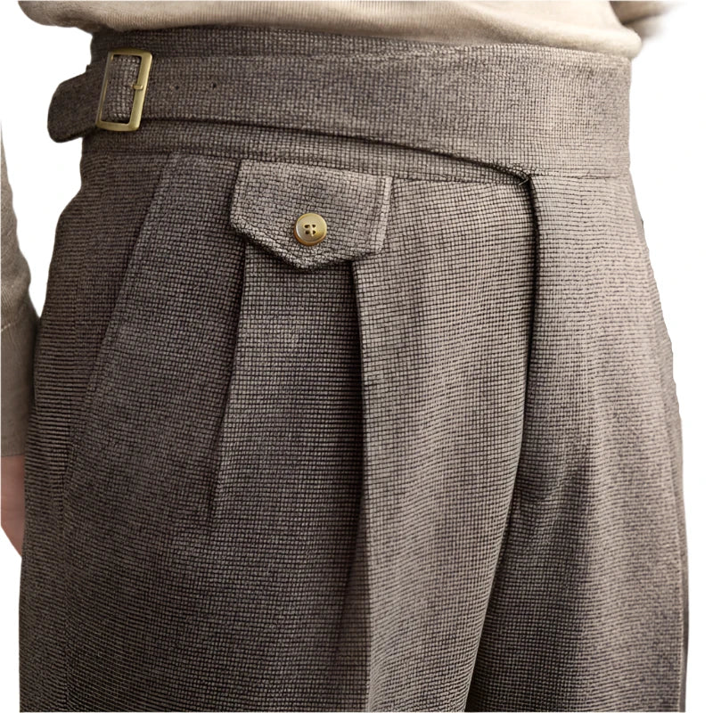 Men Retro Straight Pants | Old Money High Waist Pants | Office-Trousers | Dress Pants Brown