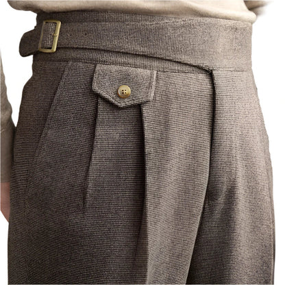 Men Retro Straight Pants | Old Money High Waist Pants | Office-Trousers | Dress Pants Brown