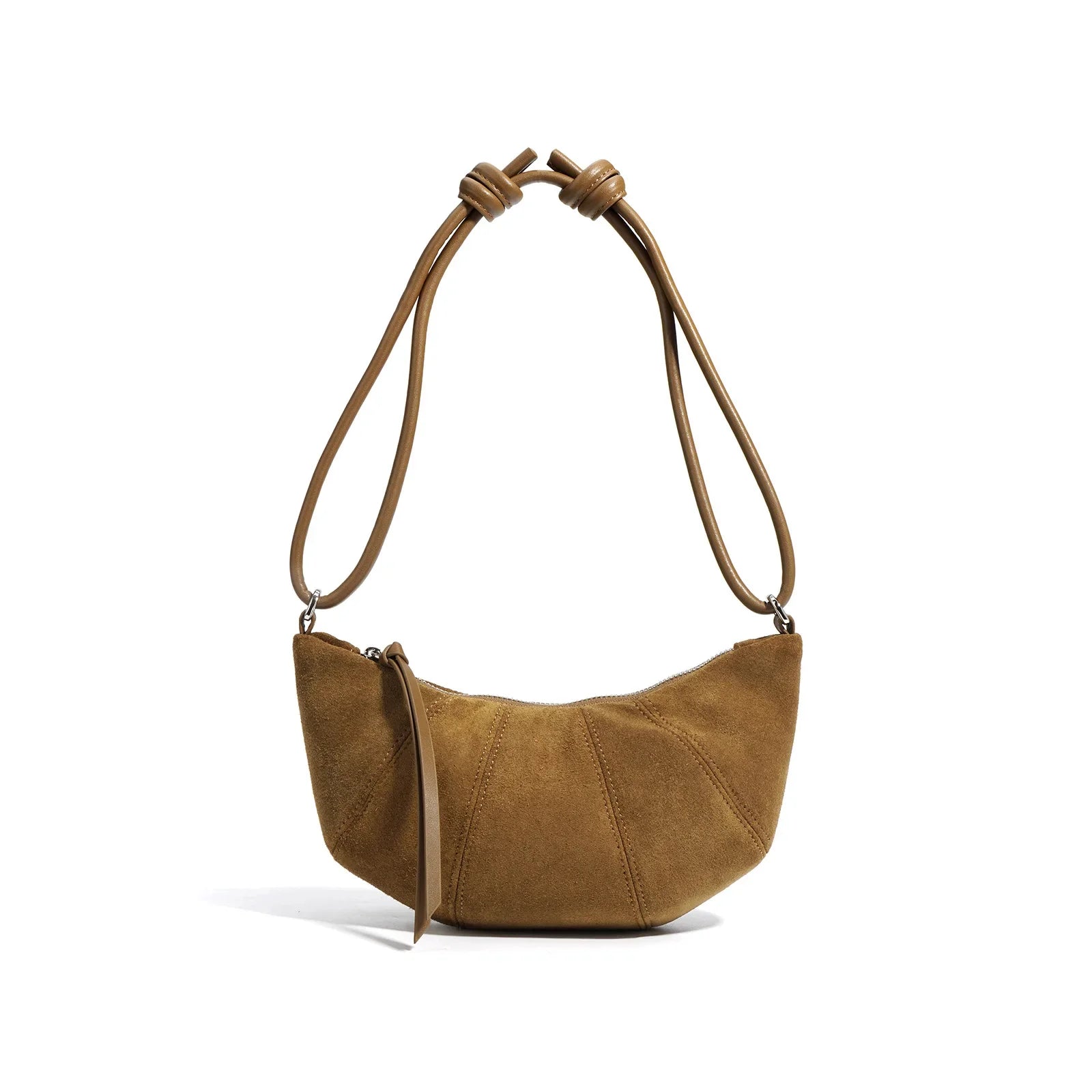 Women Leather Suede Dumpling Crossbody Bag caramel