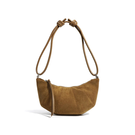 Women Leather Suede Dumpling Crossbody Bag caramel