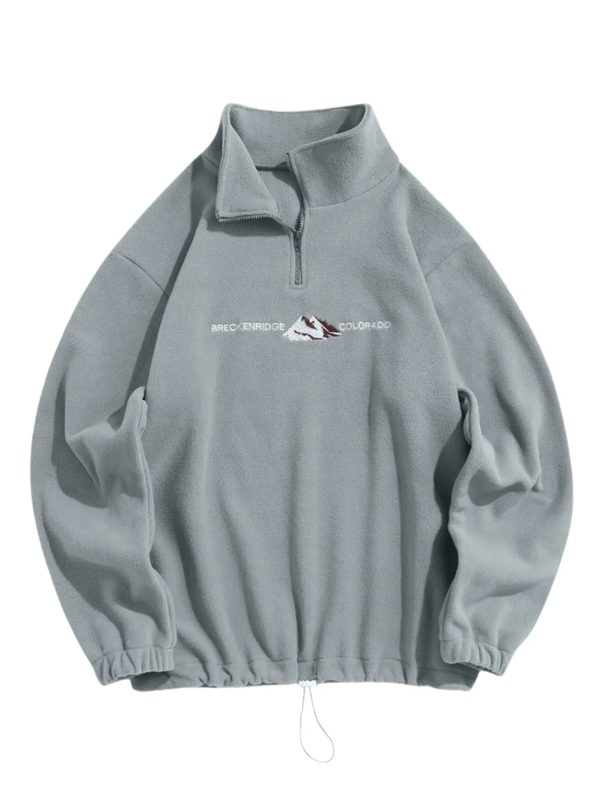 Unisex Quarter Zip Polar Fleece Sweatshirt | Embroidered Sweatshirt Light Gray
