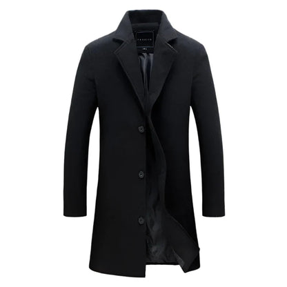 Men Winter Wool Blend Coat | Casual Business Jacket black