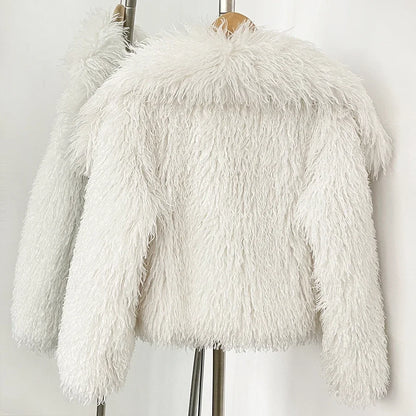 Short Mongolian Fur Coat | Women Luxury Cropped Fur Coat | Warm | Winter