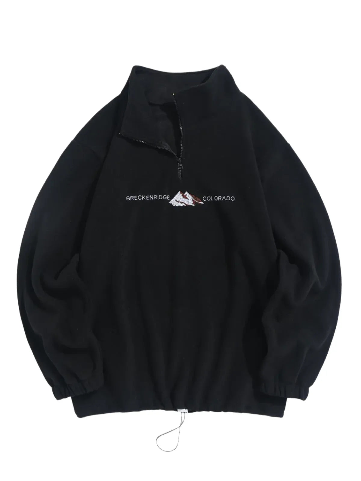 Unisex Quarter Zip Polar Fleece Sweatshirt | Embroidered Sweatshirt Black