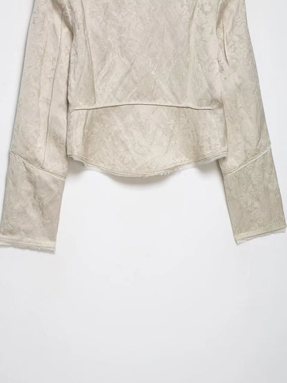 Women Napoleon Jacket | Casual Short Coat | Asymmetrical | Double-Breasted | Long Sleeves | Stand Collar Jacket