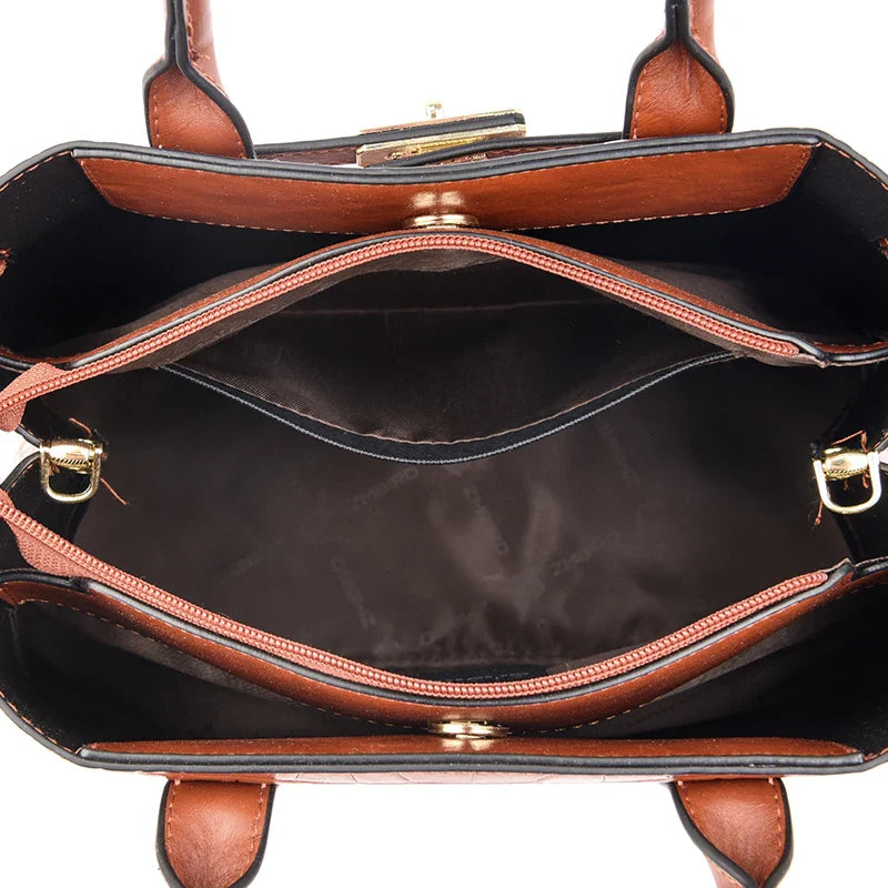 Women 3-layer Leather Handbag | Shoulder Bag