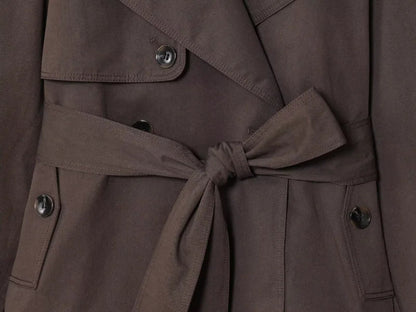 Women British Style Lapel Double-Breasted Coat | Short Trench Coat With Belt